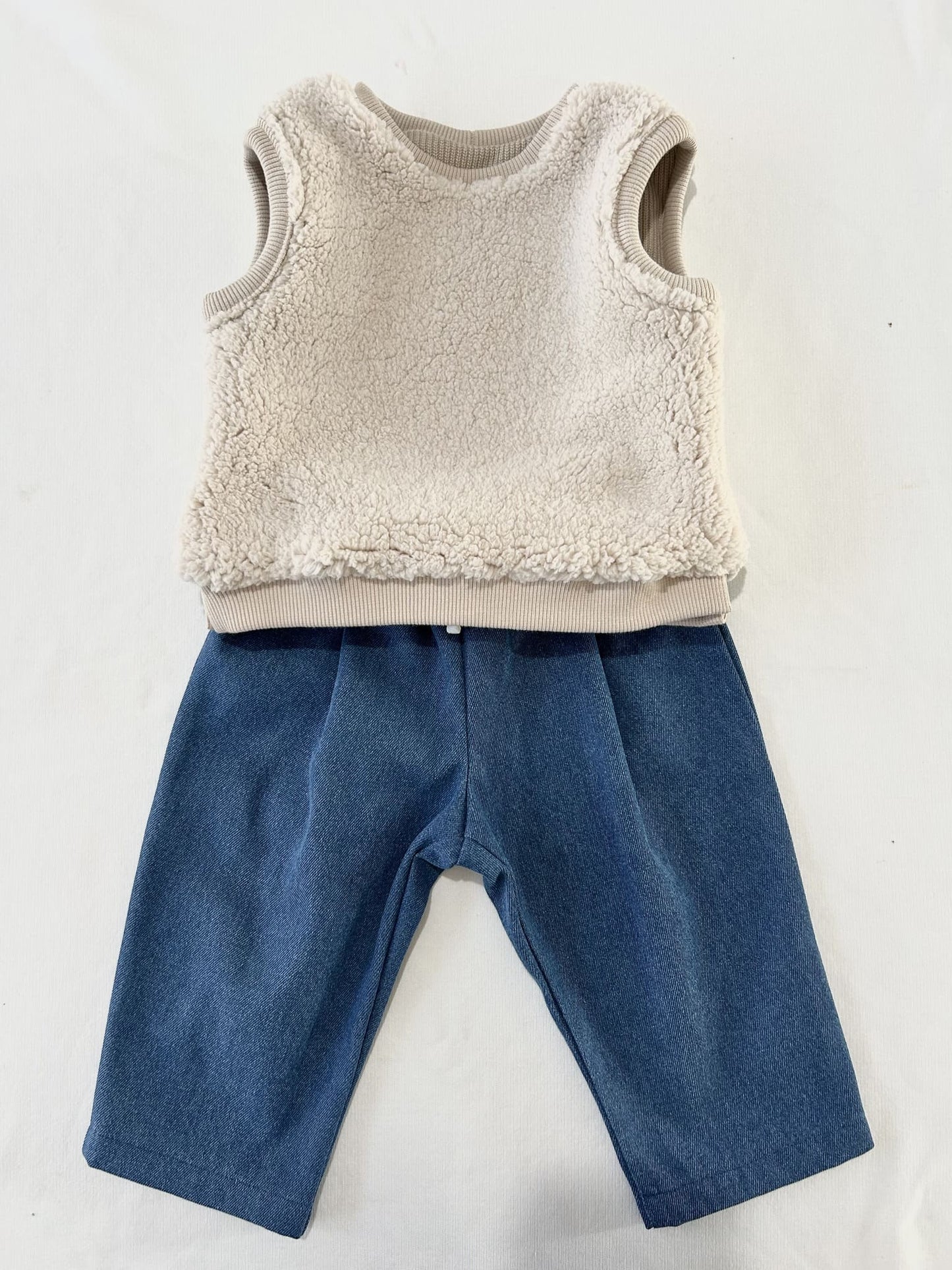 ensemble jean pull sans manches oeko tex bébé mixte