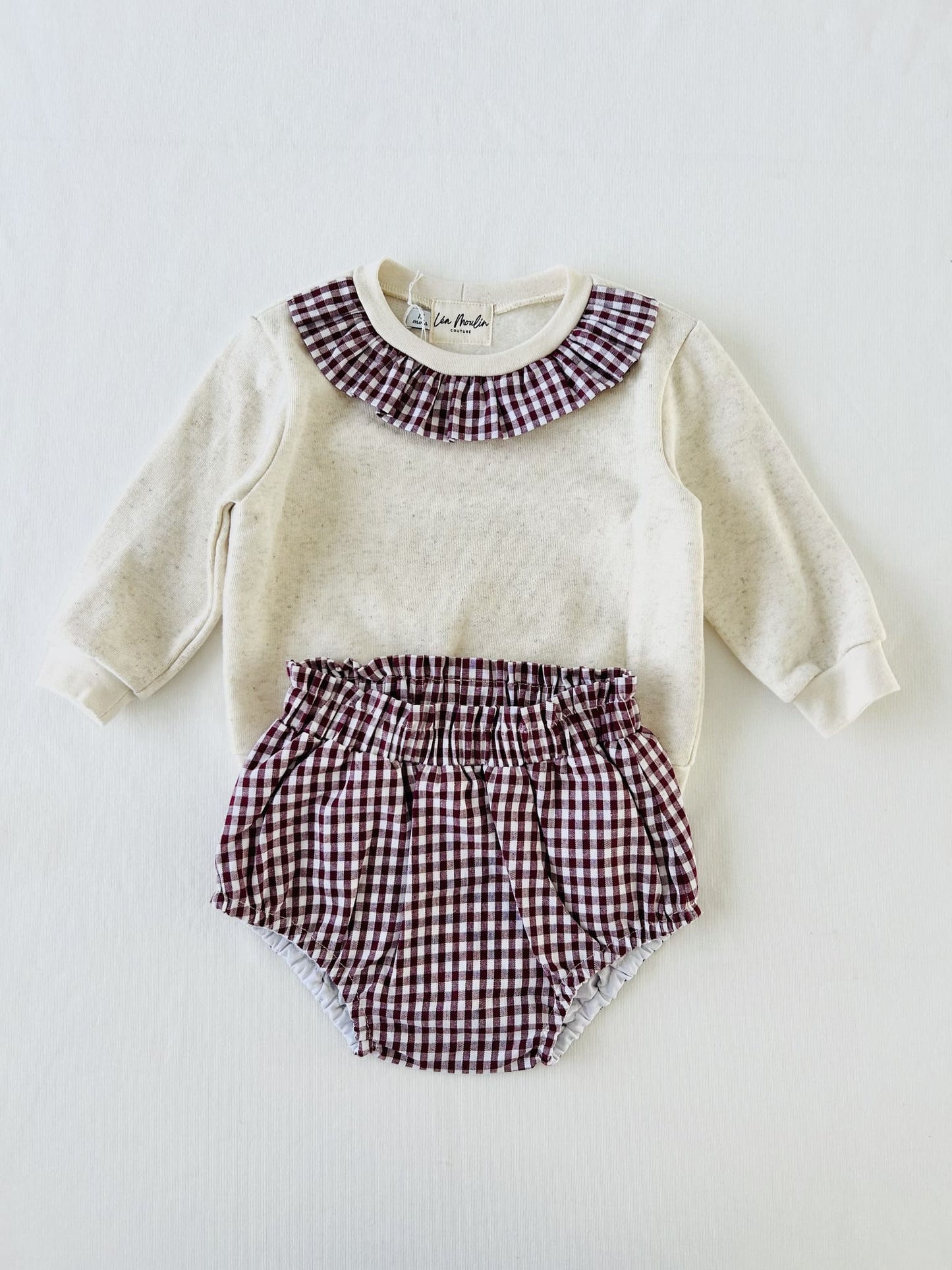 sweat bloomer coton vichy  oekotex gots bio bébé maternité fille 