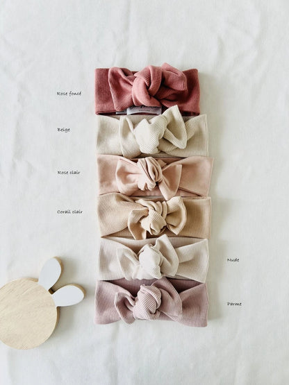 Détail du nœud à nouer pour adapter la taille au périmètre crânien.