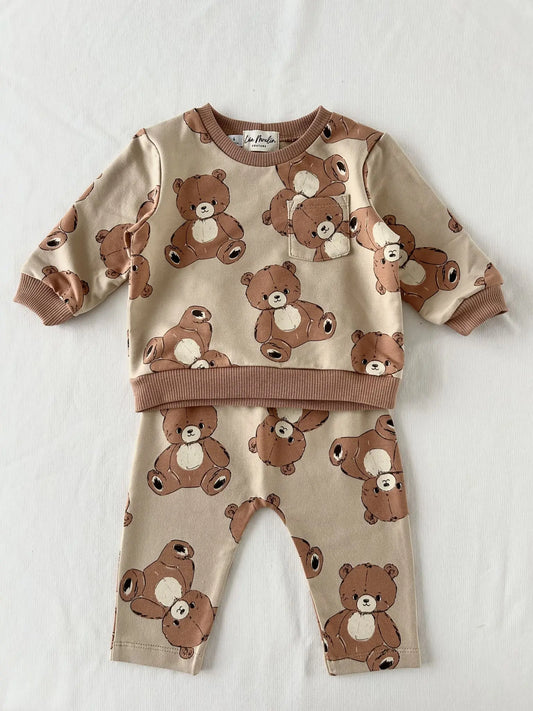 Ensemble jogging bébé modèle Barnabé motif oursons création française.