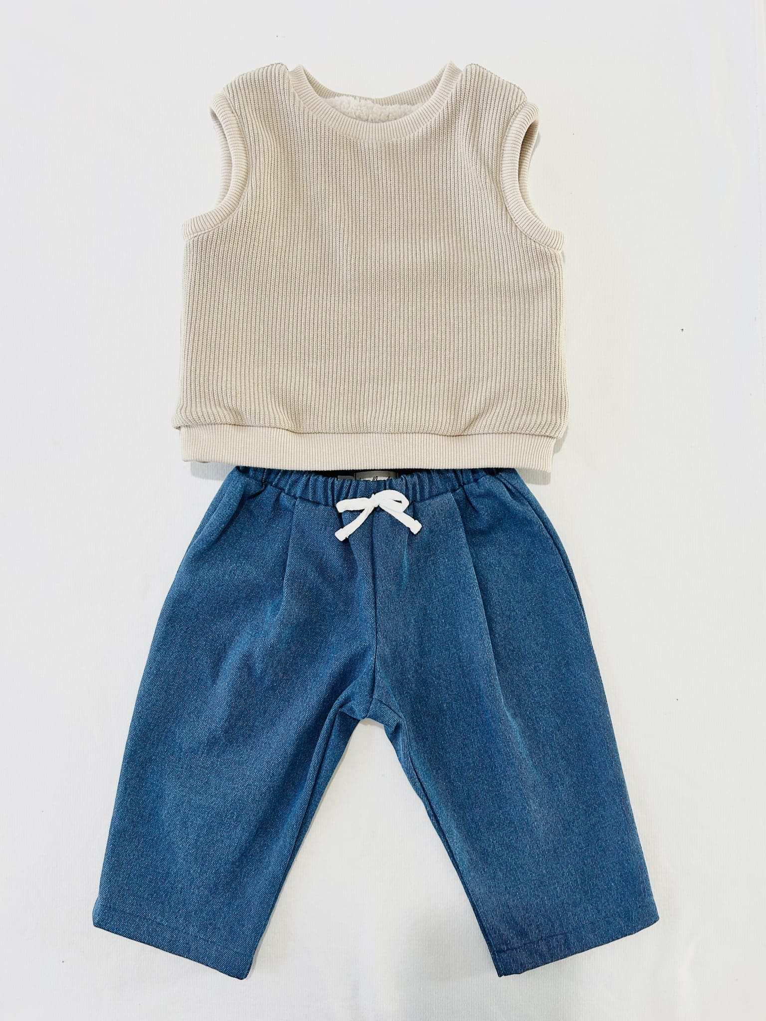 ensemble pull sans manches jean mixte oekotex bébé
