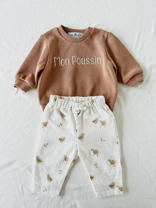 ensemble poussin gaze de coton sweat bio