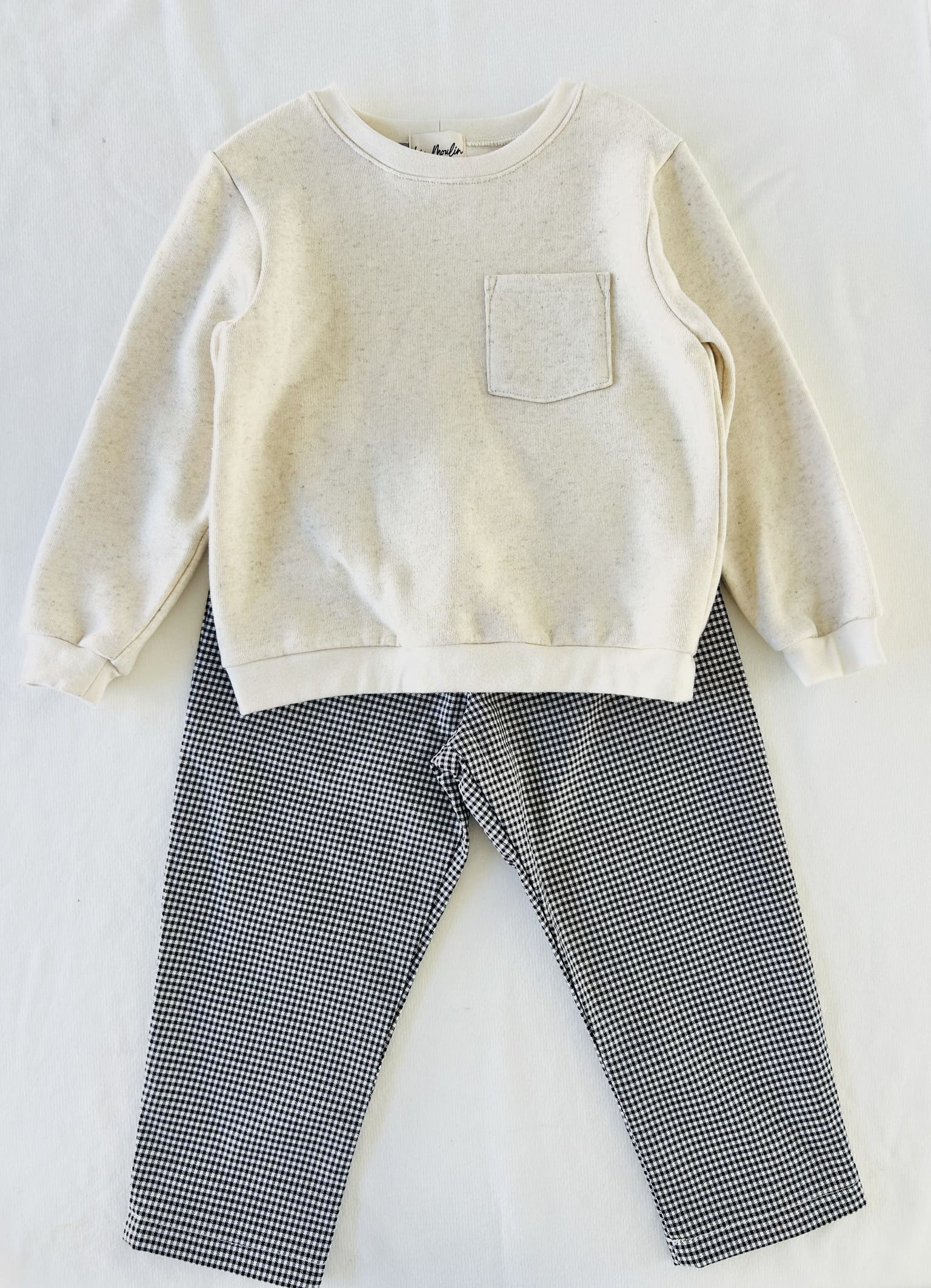 ensemble sweat coton lin pantalon vichy