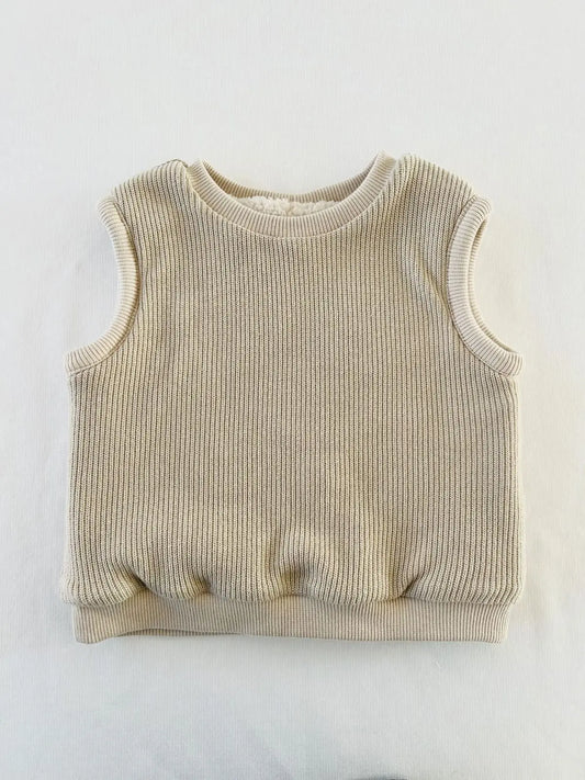 Gilet sans manches Marceau réversible en sherpa et maille sable, création française