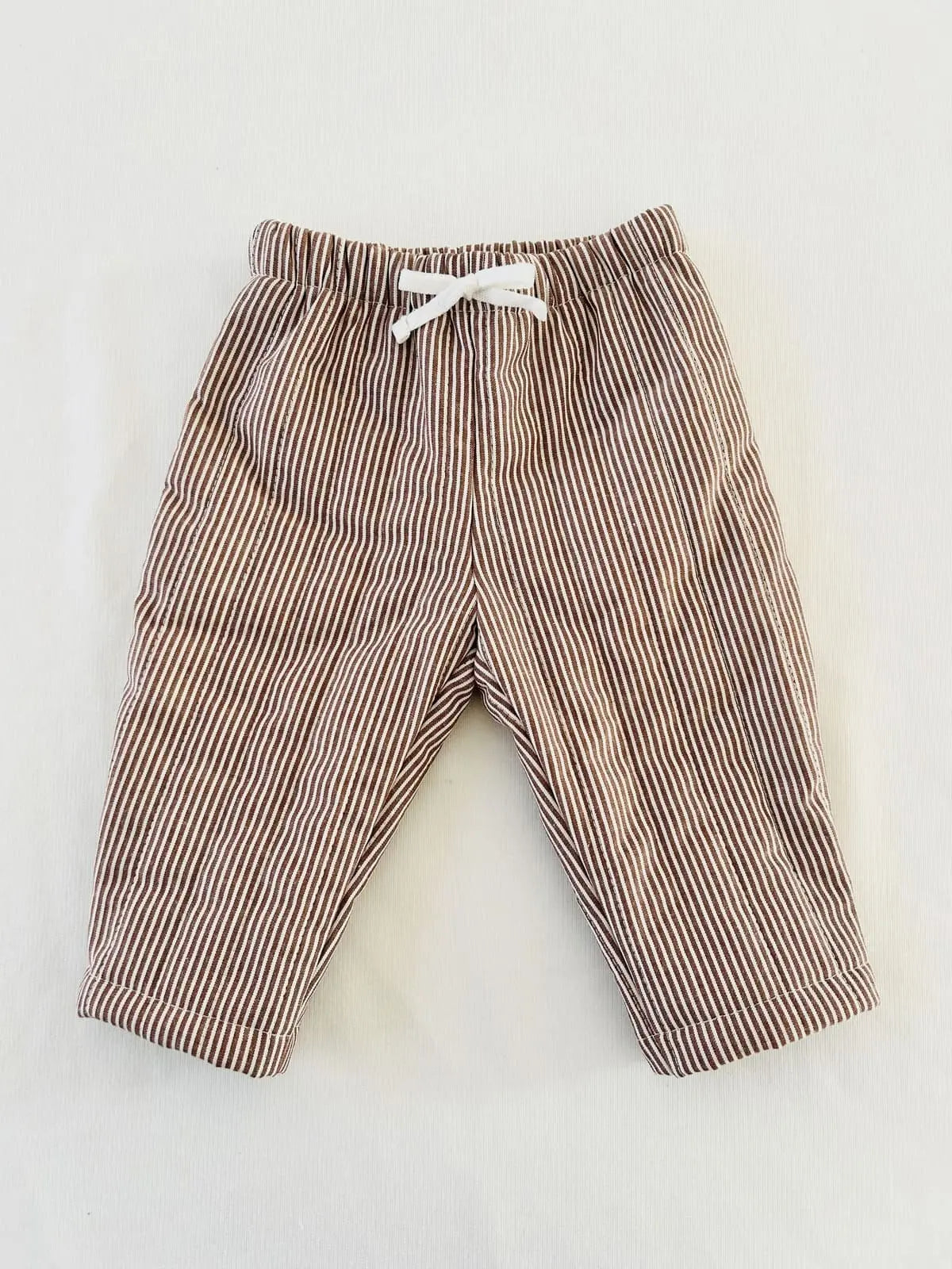 Pantalon matelassé bébé Gaspard création française rayures cacao