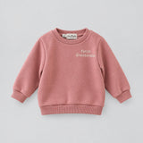 Sweat bébé fille vieux rose brodé Petite Gruissanaise, manches longues en coton doux - Léa Moulin Couture