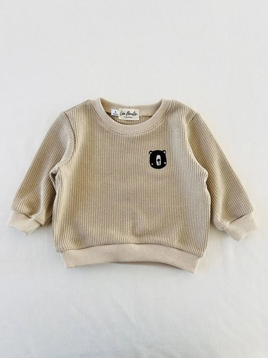 Pull léger modèle Gabin couleur lin, création française artisanale.