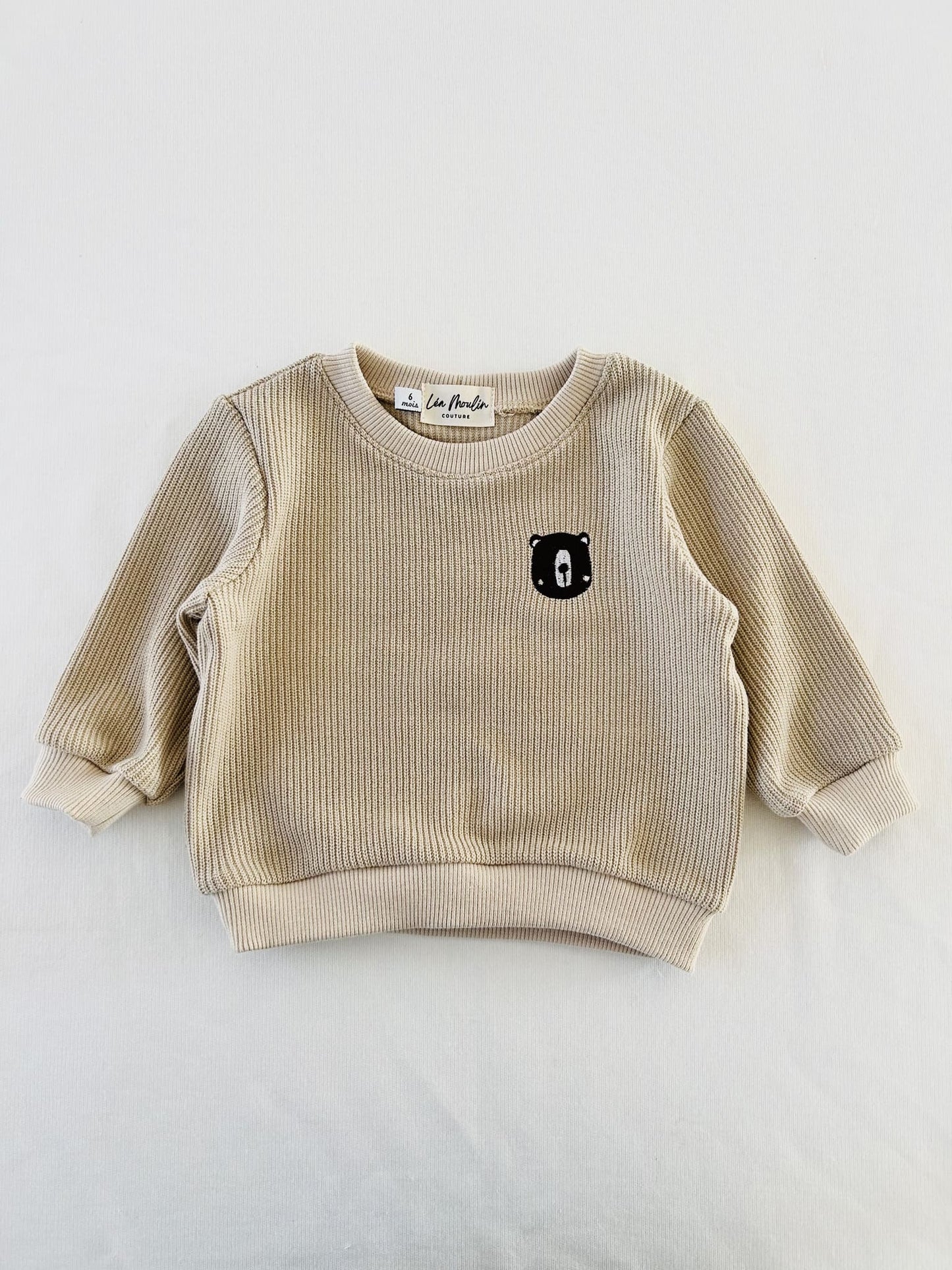 pull maille mixte broderie ours bébé naissance