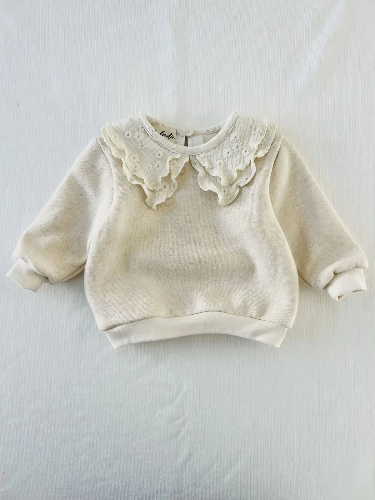Sweat bébé modèle Alma en molleton lin et coton écru