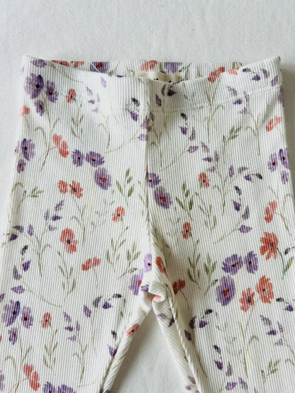 Legging fille imprimé floral original pour naissance - Création artisanale Léa Moulin.